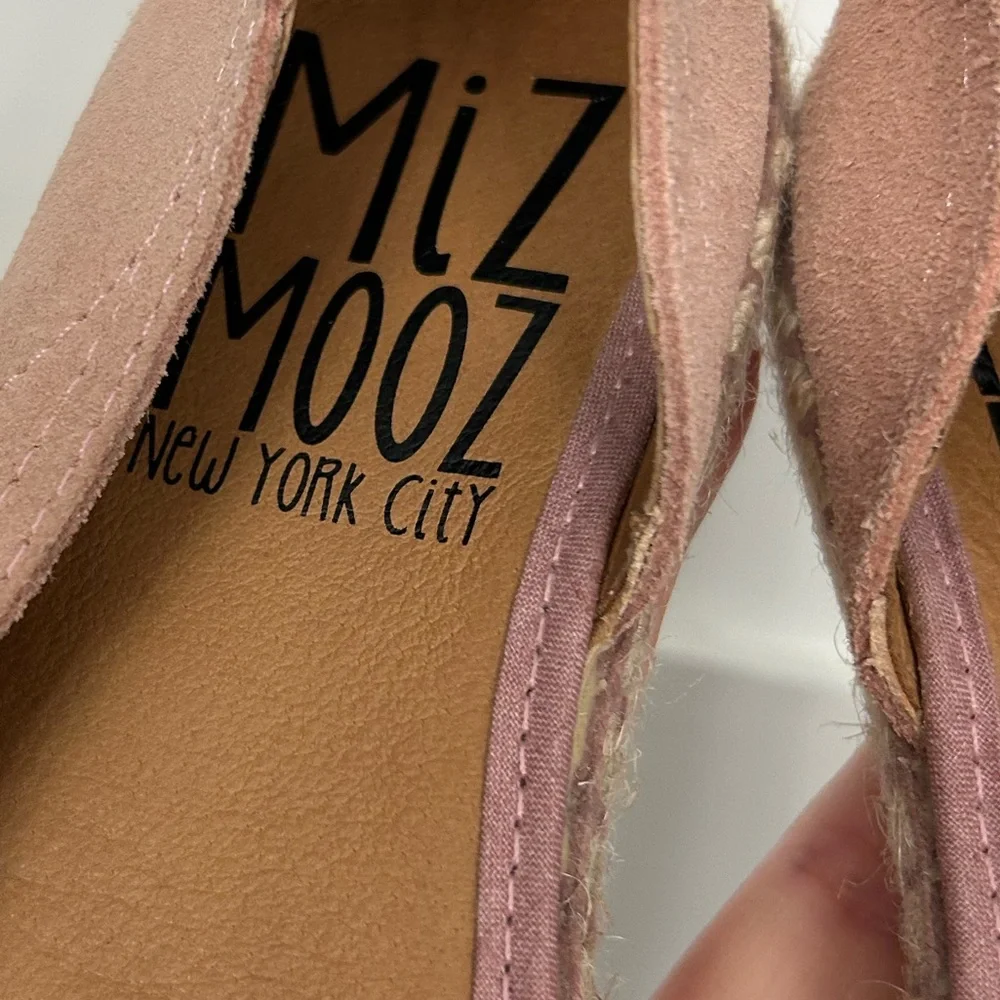 Miz Mooz Rose Suede Peep-Toe Espadrille Flats Size 38